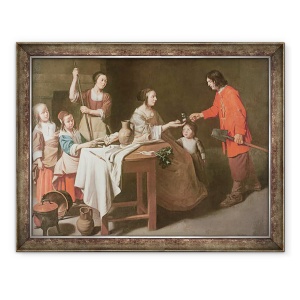 Tablou inramat - Mathieu Le Nain - Gradinarul ofera flori amantei sale, 70 x 90 cm