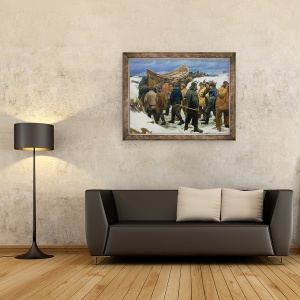 Tablou inramat - Michael Peter Ancher - Barca de salvare este luata prin dune, 70 x 90 cm - Img 2