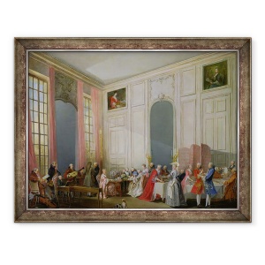 Tablou inramat - Michel Barthelemy Ollivier - Palais du Temple in Paris cu tanarul Mozart la Clavichord, 60 x 80 cm
