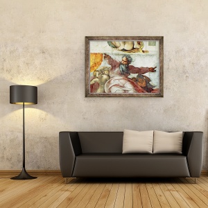 Tablou inramat - Michelangelo Buonarroti - Plafonul Capelei Sixtine, Crearea Soarelui si Lunii, 60 x 80 cm - Img 2
