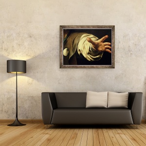 Tablou inramat - Michelangelo Merisi da Caravaggio - Cina de la Emmaus, detaliu IV, 60 x 80 cm - Img 2