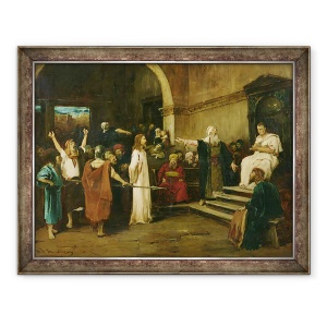 Tablou inramat - Mihaly Munkacsy - Hristos inaintea lui Pilat, 60 x 80 cm