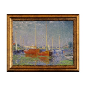 Tablou Inramat - Monet - Red boats at Argenteuil, Rama Auriu 30 x 40 cm
