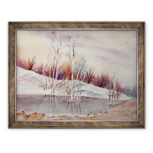 Tablou inramat - Neela Pushparaj - Apa statuie cu copaci, 60 x 80 cm