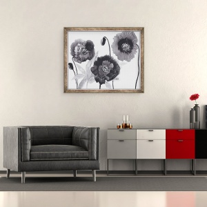 Tablou inramat - Neela Pushparaj - Maci in alb si negru, 50 x 60 cm - Img 2