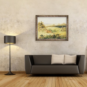 Tablou inramat - Newton Fielding - Iepurele intr-un peisaj, 60 x 80 cm - Img 2