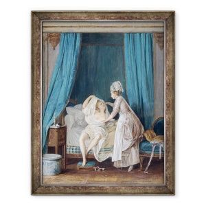 Tablou inramat - Niclas II Lafrensen - Doamna Iesind din pat, 60 x 80 cm