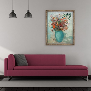 Tablou inramat - Odilon Redon - Flori intr-o vaza turcoaz, 50 x 60 cm - Img 2