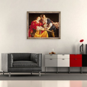 Tablou inramat - Orazio Gentileschi - Judith cu capul lui Holofernes, 70 x 85 cm - Img 2
