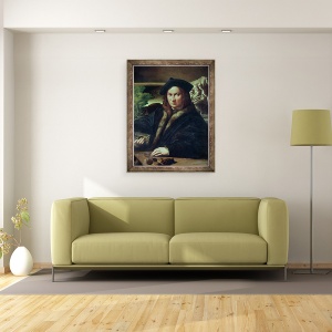 Tablou inramat - Parmigianino - Portretul unui domn purtand o bereta, 60 x 80 cm - Img 2