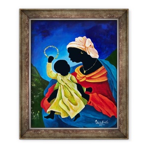 Tablou inramat - Patricia Brintle - Madonna si copilul cu coroana de flori, 50 x 60 cm