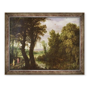 Tablou inramat - Paul Brill - Diana, cu nimfele ei insotitoare, plecand la vanatoare., 60 x 80 cm