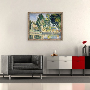 Tablou inramat - Paul Cezanne - Jas de Bouffan, piscina, 50 x 60 cm - Img 2