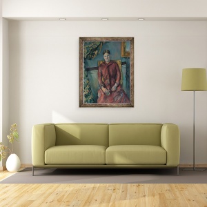Tablou inramat - Paul Cezanne - Madame Cézanne intr-o rochie rosie, 60 x 80 cm - Img 2