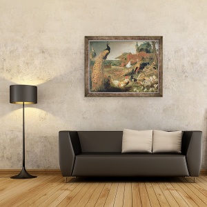 Tablou inramat - Paul de Vos - O cioara in pene de paun, 60 x 80 cm - Img 2