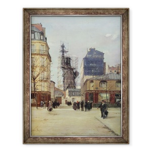 Tablou inramat - Paul Joseph Victor Dargaud - Statuia Libertatii, de Bartholdi, in atelierul turnatoriei Gayet, Rue de Chazelles, inainte de plecarea ei spre New York, 60 x 80 cm