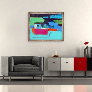 Tablou inramat - Paul Powis - Barca rosie, 50 x 60 cm - Img 2