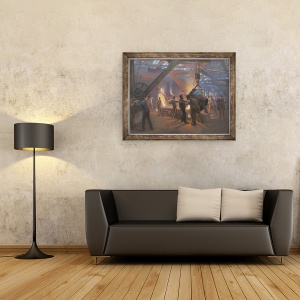 Tablou inramat - Peder Severin Kroyer - Turnatorie de fier Burmeister si Wain, 60 x 80 cm - Img 2