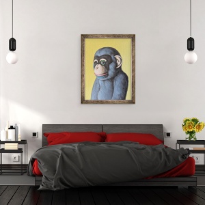 Tablou inramat - Peter Jones - Mauve Maimuta pe galben, 2006, 60 x 80 cm - Img 3