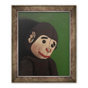 Tablou inramat - Peter Jones - Portret maimuta pe verde, 2005, 50 x 60 cm