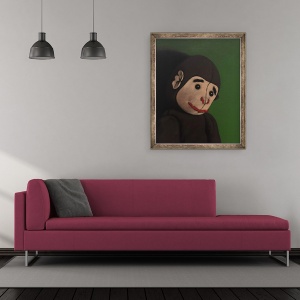 Tablou inramat - Peter Jones - Portret maimuta pe verde, 2005, 50 x 60 cm - Img 2