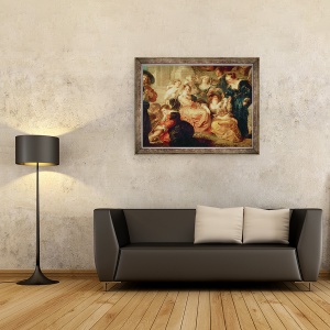 Tablou inramat - Peter Paul Rubens - Gradina Iubirii detaliu al grupului cu sotia lui Rubens, Hélène Fourment, 60 x 80 cm - Img 2