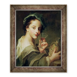 Tablou inramat - Philippe Mercier - Femeie cu un pahar de vin, 50 x 60 cm