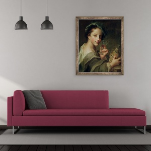Tablou inramat - Philippe Mercier - Femeie cu un pahar de vin, 50 x 60 cm - Img 2