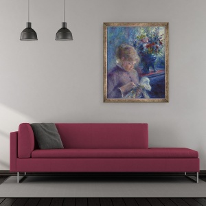 Tablou inramat - Pierre Auguste Renoir - Tanara femeie de cusut, 50 x 60 cm - Img 2