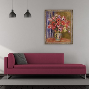 Tablou inramat - Pierre Auguste Renoir - Vaza de lalele si Anemone, 50 x 60 cm - Img 2