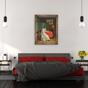 Tablou inramat - Pierre Duval-Lecamus - Femeie Scrierea unei scrisori, 70 x 90 cm - Img 3
