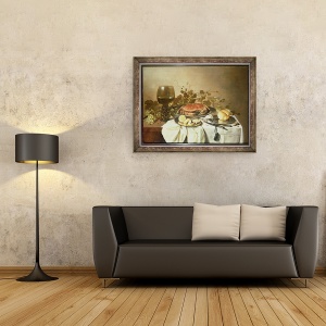 Tablou inramat - Pieter Claesz - Micul dejun inca de viata cu roemer si un crab, 60 x 80 cm - Img 2