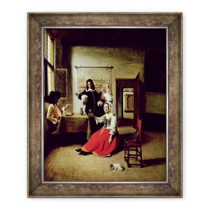 Tablou inramat - Pieter de Hooch - Femeie care bea cu soldati, 50 x 60 cm
