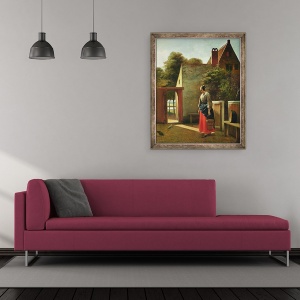 Tablou inramat - Pieter de Hooch - Servitorul in curte, 70 x 85 cm - Img 2