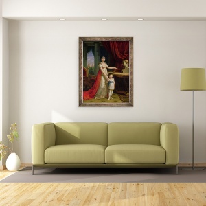 Tablou inramat - Pietro Benvenuti - Elisa Bonaparte 1777-1820 Mare Ducesa de Toscana si fiica ei Napoleone-Elisa, 60 x 80 cm - Img 2