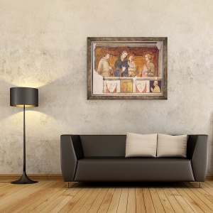Tablou inramat - Pietro Lorenzetti - Fecioara si Pruncul cu Sfantul Francisc si Sfantul Ioan Evanghelistul, 60 x 80 cm - Img 2