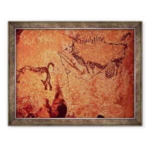 Tablou inramat - Prehistoric - Pictura rock a unei scene de vanatoare, 60 x 80 cm