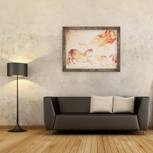 Tablou inramat - Prehistoric - Pictura rock de cai, 60 x 80 cm - Img 2