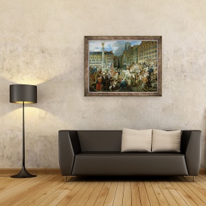 Tablou inramat - Prosper Lafaye - Ducele de Orleans traversand locul du Chatelet la 31 iulie 1830, 60 x 80 cm - Img 2