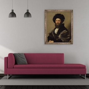 Tablou inramat - Raphael - Portretul lui Baldassare Castiglione 1478-1529 inainte de 1516, 50 x 60 cm - Img 2