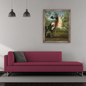 Tablou inramat - Raphael - Sfantul Gheorghe se lupta cu dragonul, 50 x 60 cm - Img 2