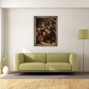 Tablou inramat - Rembrandt Harmensz van Rijn - Hristos ii alunga pe schimbatorii de bani din templu, 60 x 80 cm - Img 2