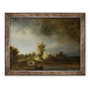 Tablou inramat - Rembrandt Harmensz van Rijn - Peisaj cu un pod de piatra, 70 x 90 cm