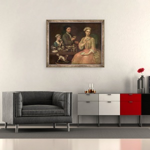 Tablou inramat - Richard Collins - O familie de trei la ceai, 50 x 60 cm - Img 2
