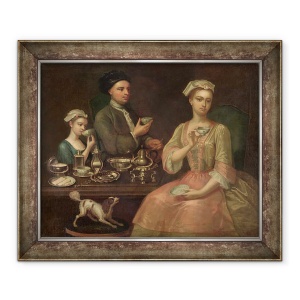Tablou inramat - Richard Collins - O familie de trei la ceai, 70 x 85 cm
