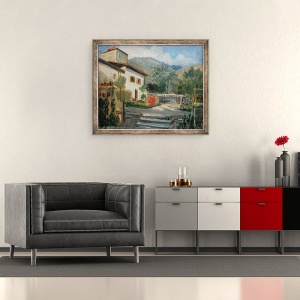 Tablou inramat - Rudolph Friedrich Wasmann - Gradina la Merano, 50 x 60 cm - Img 2