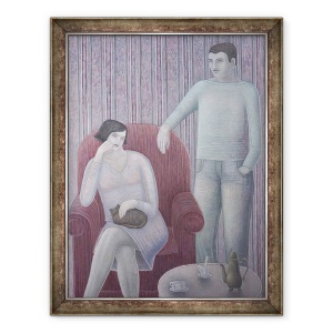 Tablou inramat - Ruth Addinall - Cuplu cu Cat, 60 x 80 cm