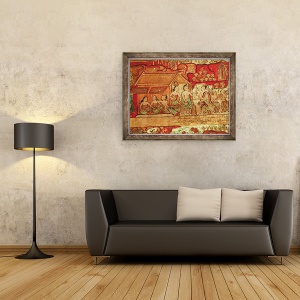 Tablou inramat - Scoala birmaneza - Scena vietii zilnice, 60 x 80 cm - Img 2