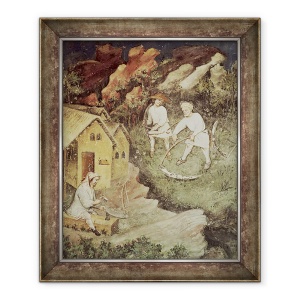 Tablou inramat - Scoala Boema - Luna iulie, detaliu de secerare, 70 x 85 cm