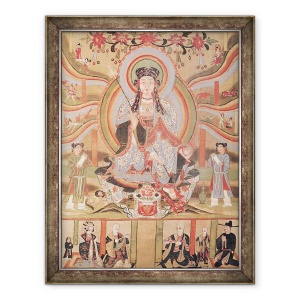 Tablou inramat - Scoala chineza - Banner budist ilustrand Dizang si cele sase drumuri spre renastere, 60 x 80 cm